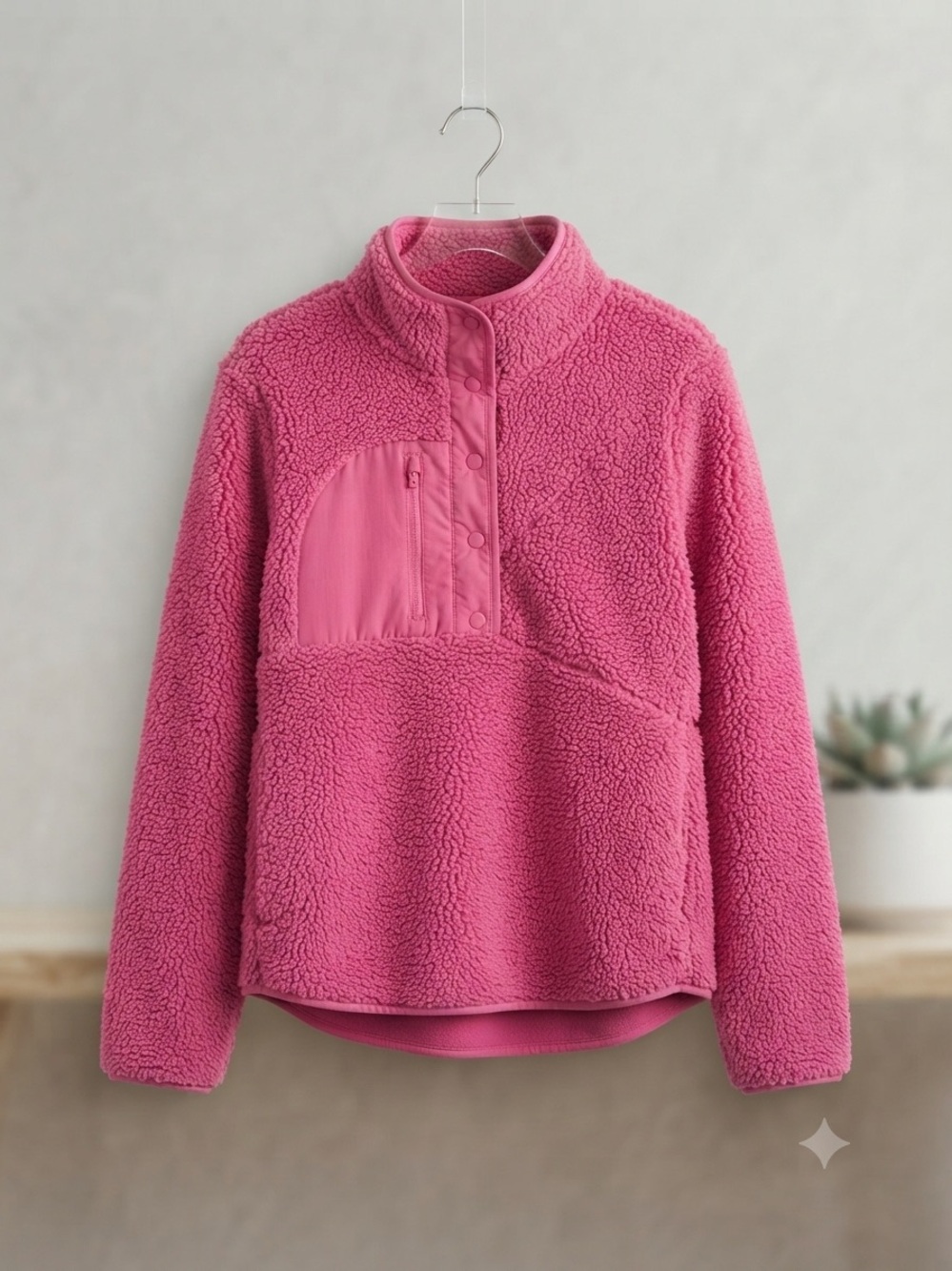 Olive & Oak Plush Pink Sherpa Pullover Sweater